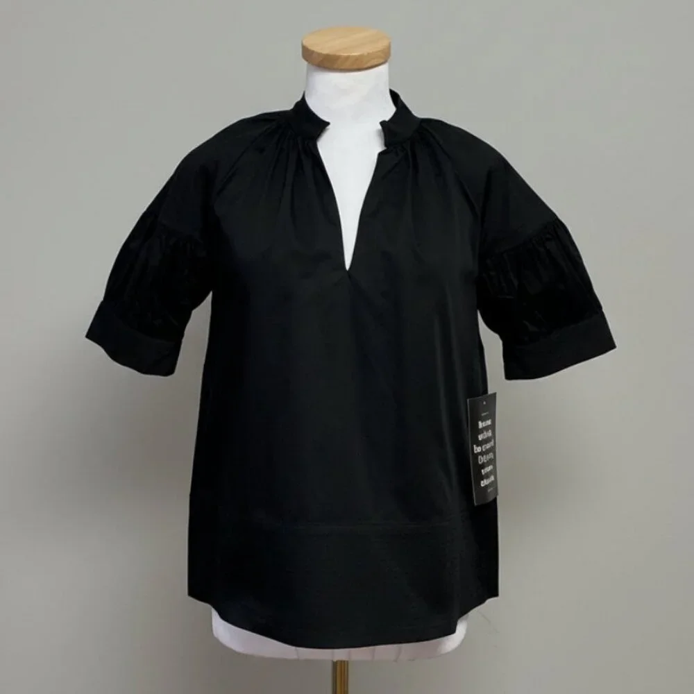 Tuckernuck black Ruthie puff sleeve blouse, size XS, NEW WITH TAGS!